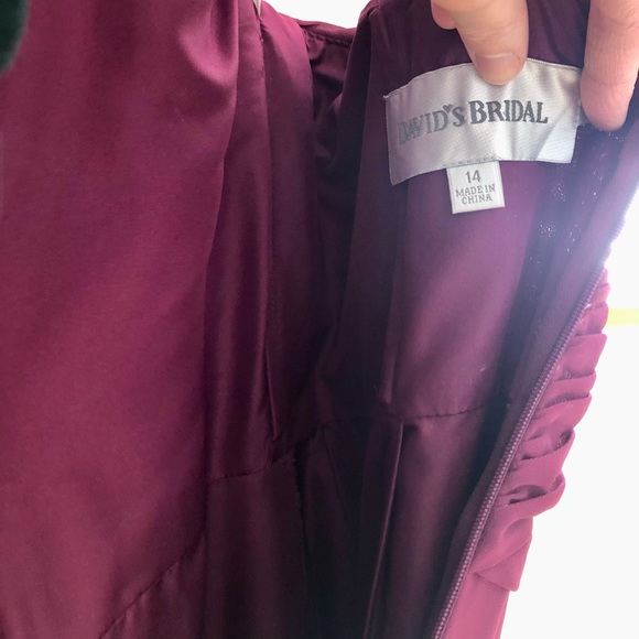 David’s Bridal Chiffon Bridesmaid’s Dress, size 14, Bright Wine Color - Picture 4 of 4